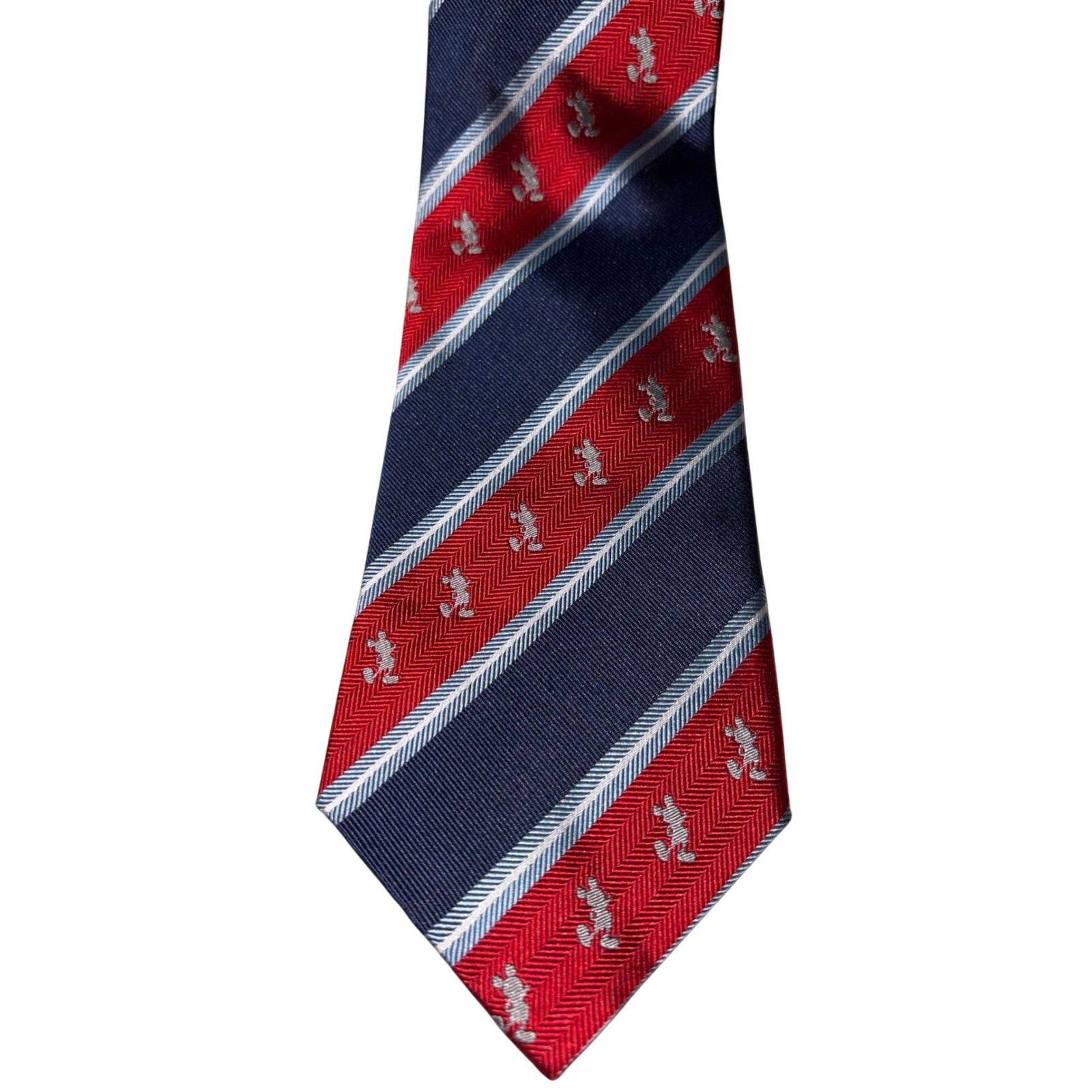 Disney Parks Mickey Mouse Silk Necktie Mens Red Blue Striped Classic Character
